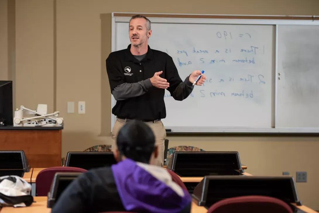 Kenneth Brubaker teaching a Sports Management class